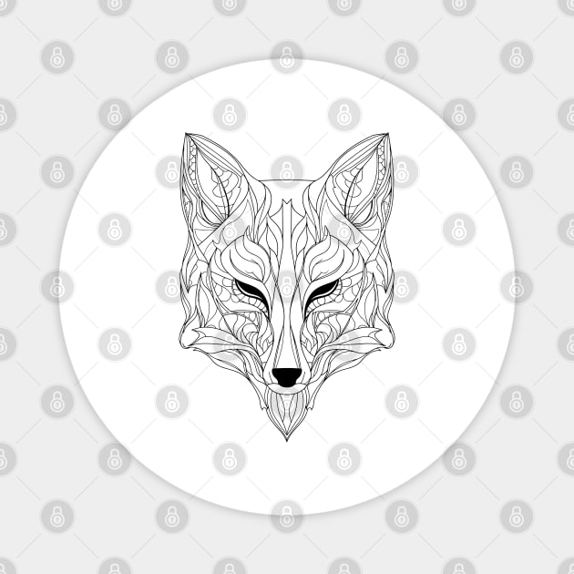 Abstract Fox Essence: Intricate Line Art Interpretation Magnet by AmandaOlsenDesigns